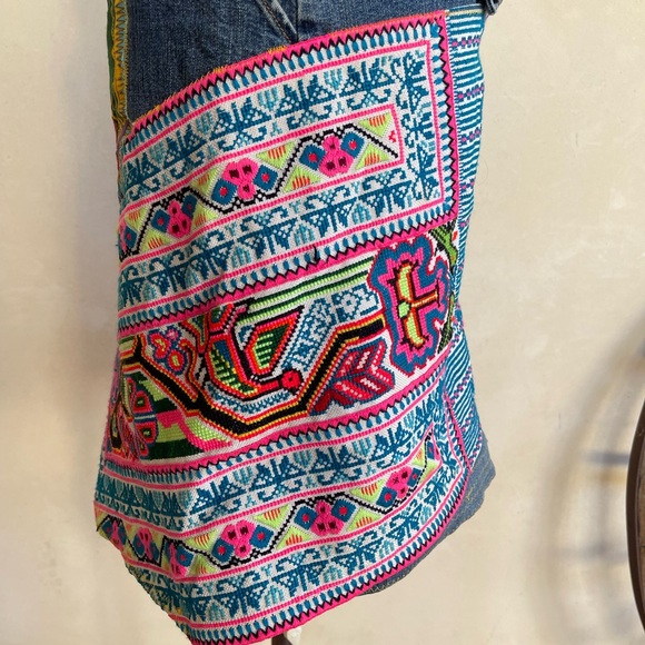 LOUIE OOAK Western Denim Skirt Vtg Rare Mexican Hand Embroidered Embellishment 2 - Picture 11 of 13